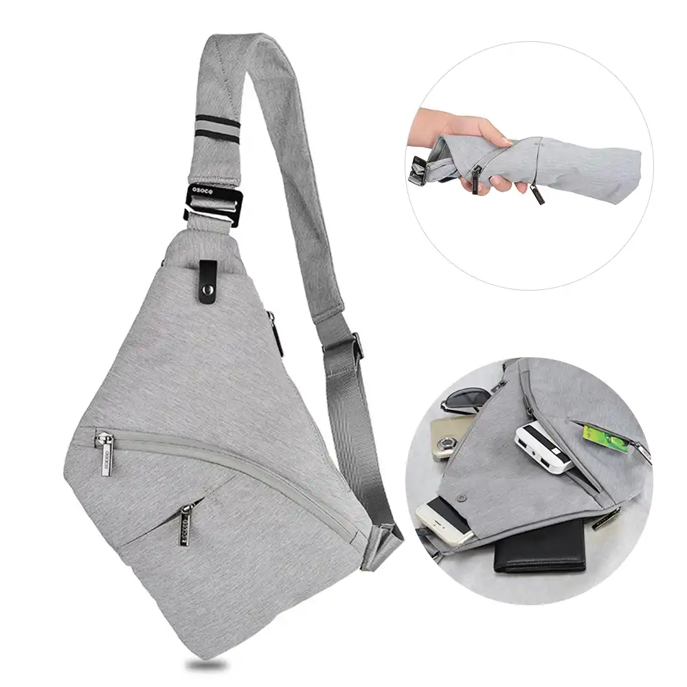 Mens Hunter Tan Leather Cross Body Holster Sling Chest Bag Front Pack Pouch Bag