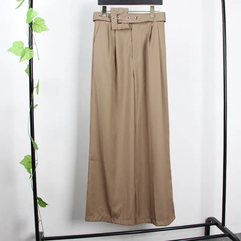 CHICEVER повседневные однотонные брюки для женщин Высокая талия на молнии бандажные пояса карманы широкие брюки женские летние корейские модные