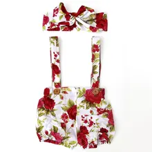2 шт./компл. модные Мода шорты на подтяжках с съемный плечевой ремень+ повязка на голову с сладкий прекрасный Цветочный принт для девочек
