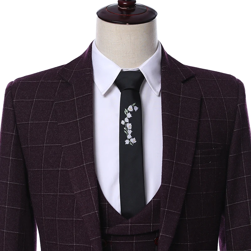 2019 элегантный брендовый дизайн Terno Slim Fit 3 штуки шерстяные деловые мужские