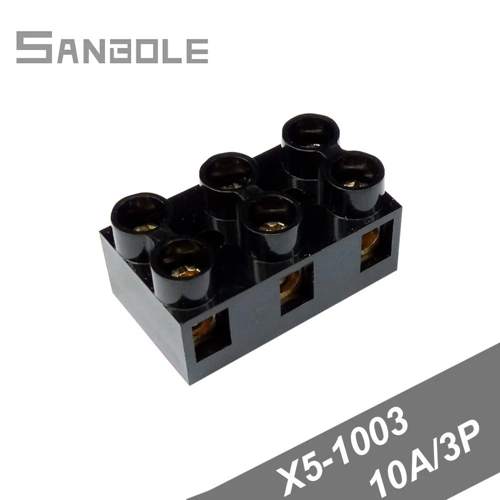

Fixed Type Base Connection X5-1003(JX5-1003) 10A/3P 600V Terminal Block Connection Black Dual Row (50PCS)