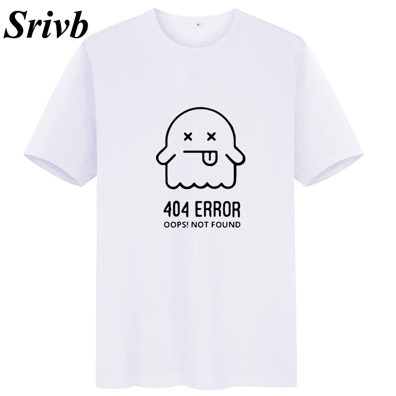 Женская футболка с круглым вырезом Srivb Error Oops Not Found Kawaii черно-белая забавным