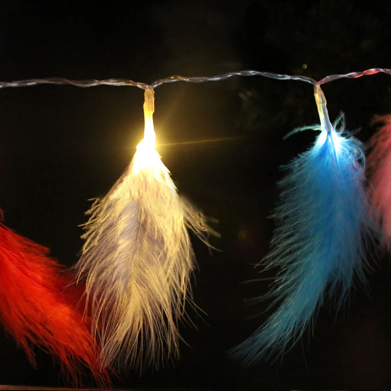 

1.2M 10LED Feather String Lights DIY Party Christmas Tree Decorative Lamps Night Light Indoor Lighting Fixture Battery Powered
