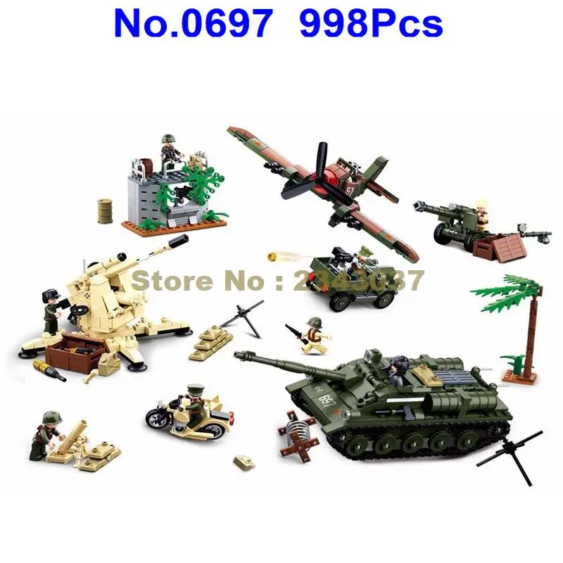 

Sluban 0697 998pcs Military WW2 World War Ii Fighter Tank Artillery Building Blocks Toy