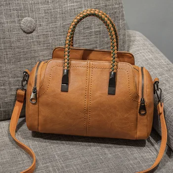 

2019 New Boston Vintage Fashion Handbag Crossbody Bags For Women Leather Handbags Shoulder Designer Luxury Bag Pochette Femme