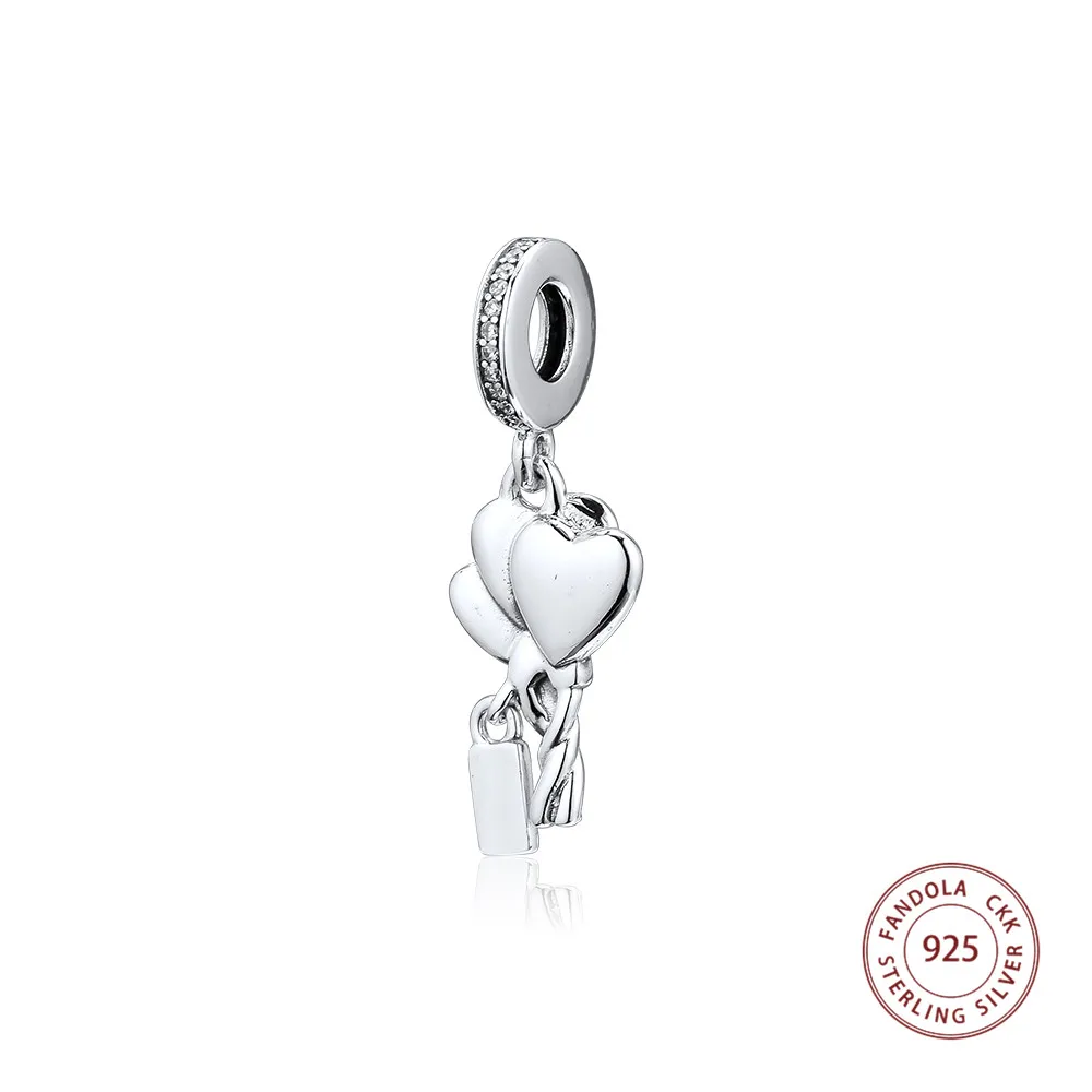 Мода 925 пробы серебро воздушные шары с дизайном «сердце» подвесные Бусины Подходит Для женщин браслет Шарм серебро 925 ювелирные изделия капельки Perles