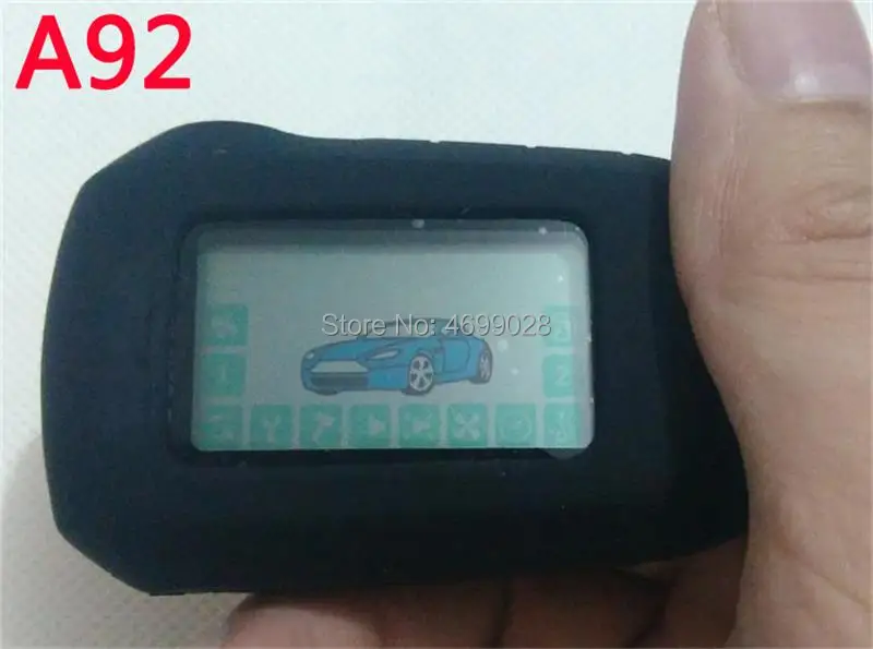 

LCD remote + Silicone Case For Russian Version Keychain Starline A92 LCD Remote Control Key Chain Two Way Car Alarm System