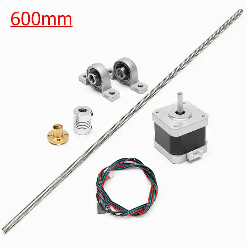 

T8 600mm Stainless Steel Lead Screw Coupling Shaft Mounting + 1x Motor +1pc Screw nut + 2pcs Mounted ball bearing