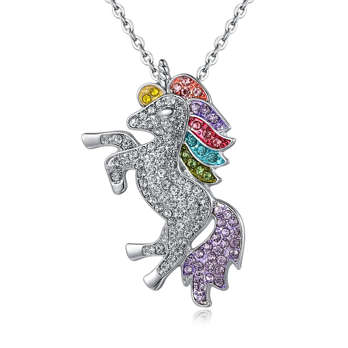 

Dollybling Rhinestone Unicorn International Children's Day Necklace Colored Pendant Necklaces Long Necklace Gold Necklace
