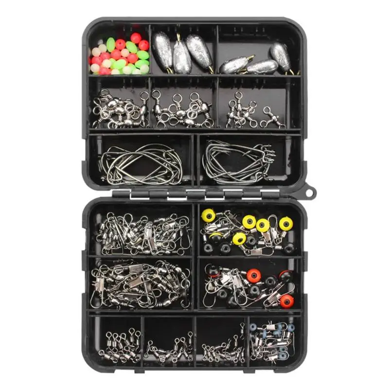 

160pcs/Box Fishing Hooks Swivels Lead Fishing Sinker Carp Fishing Tackle