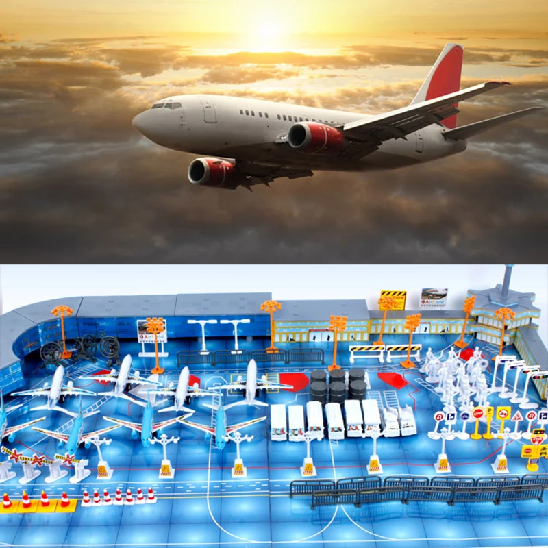 

\tPlay Airport Model Plastic 29*20*17cm Home Decor Kids Gift 200PCS SetAssembled