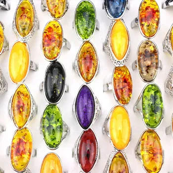 

Wholesale Fashion Charm Big Imitation Stone Mixed Color Rings For Women Factory Direct Price Free Shipping