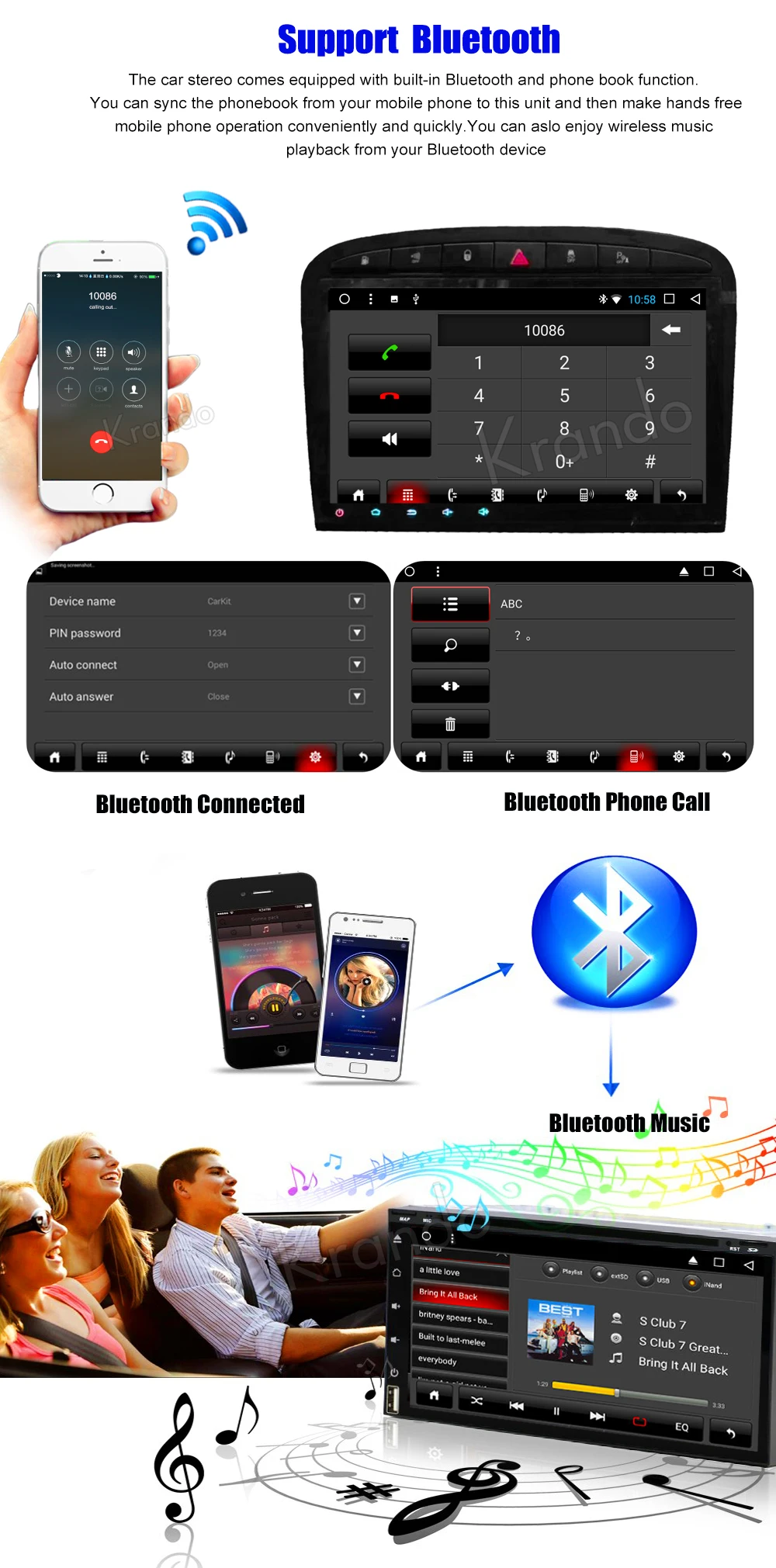 Best Krando Android 8.1 9"Full touch car Multimedia player for Peugeot 408 2010-2013 navigation system radio player gps wifi BT 5