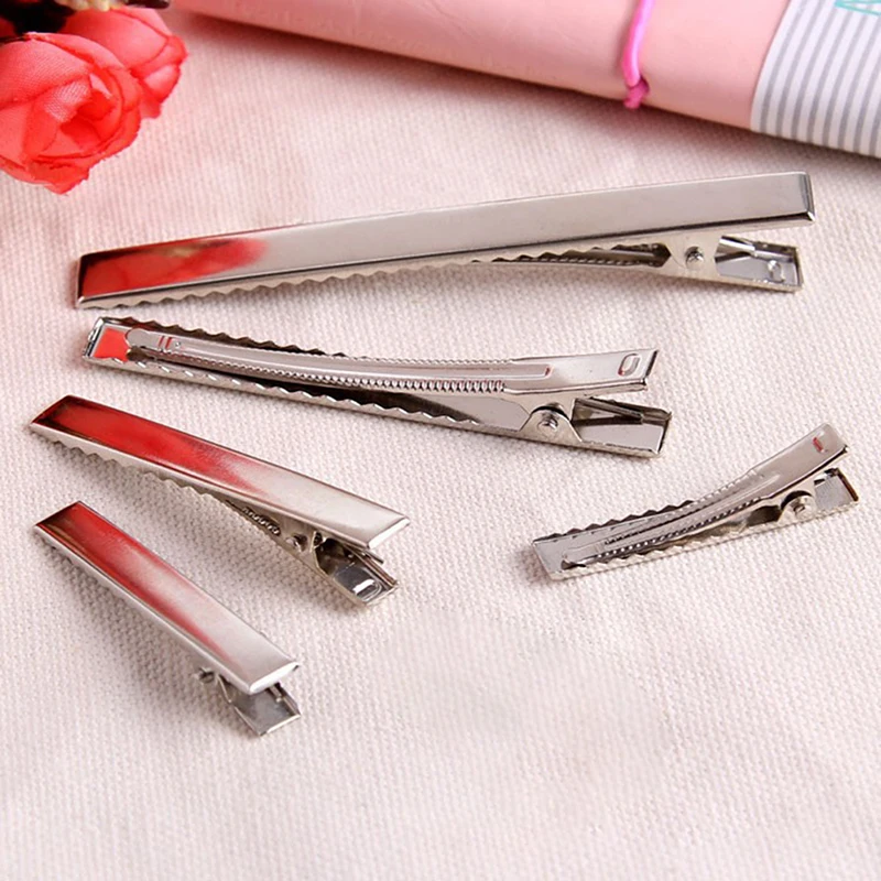 

100pcs 32mm-75mm Metal Hair Alligator Clips Stainless Steel Duckbill Clip With Tooth DIY Hairpin Accessories Styling Tools