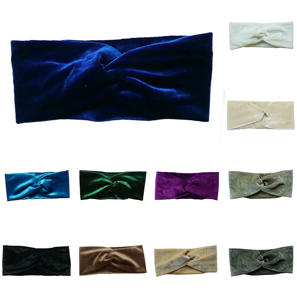 

1Pcs Velvet Twist Headband Women Noble Scrunchy Hairbands Velour Turban Headbands Bandage Hair Band Women Hair Accessories