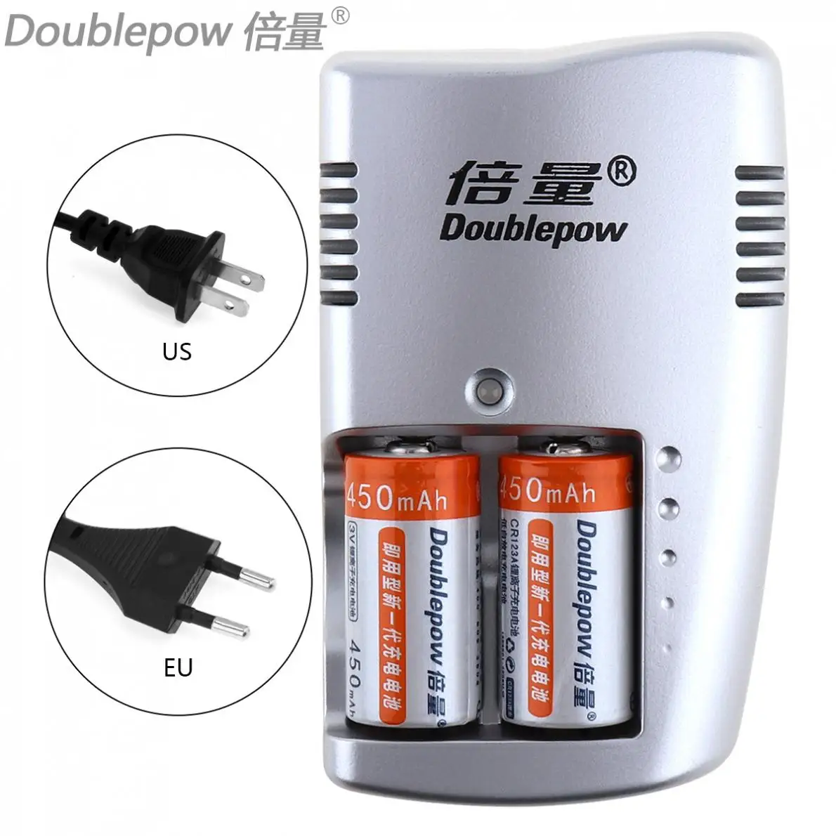 Doublepow 2 шт. 450 мАч 3 в CR123A LiFePo4 аккумуляторная батарея + слота смарт зарядное