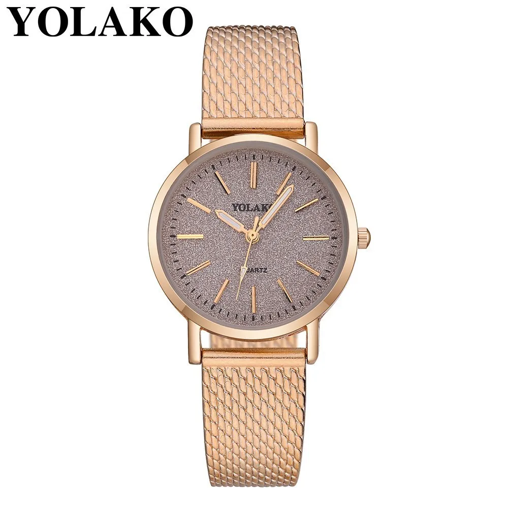 

Luxury Women Golden Wrist Watch Casual Female Plastic Band Quartz Watches Clock YOLAKO Top Brand Relogio Feminino