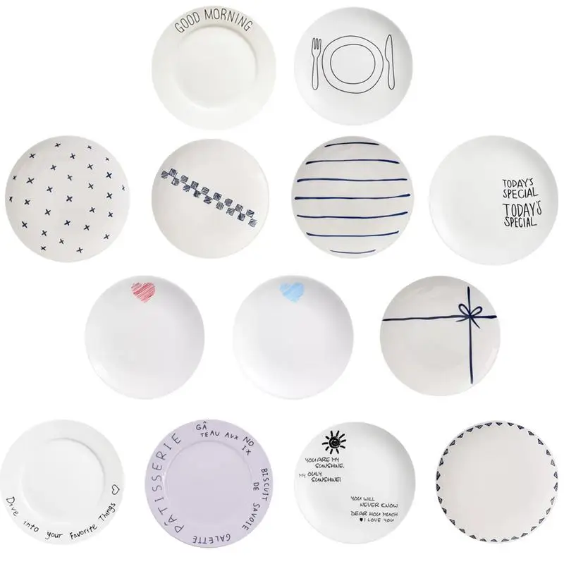

Nordic Style Dishware Salad Plate Minimalism Dishware Breakfast Tray Dessert Bread Butter Serving Plates Kitchen Tableware
