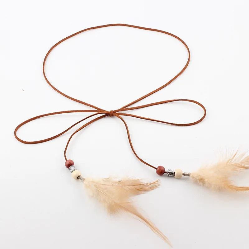 

Decorative Chicken Feather Braided Feather Waist Belt Chain Thin Girdle Belt For Women Waist Chain Party Dresses Hot Accessories