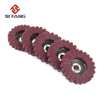

5Pcs 4" Nylon Fiber Non-woven Flap Polishing Buffing Wheel Grinding Disc 320 Grit Dremel Accessories