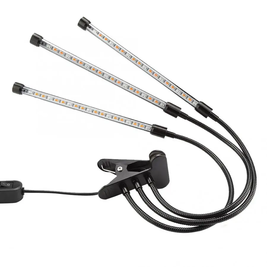 Светодиодные лампы для выращивания растений комнатных USB 27W 3 Head LED растущие чипы с