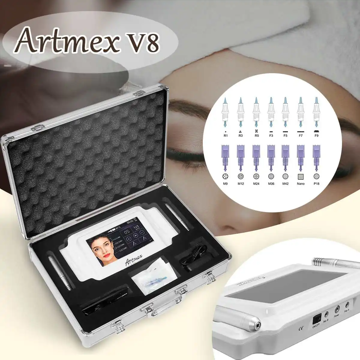 

Artmex V8 Tattoo Machine Permanent Makeup Machine Makeup Digital Electric Eye Brow Lip Rotary Pen MTS PMU System 100-240V AC