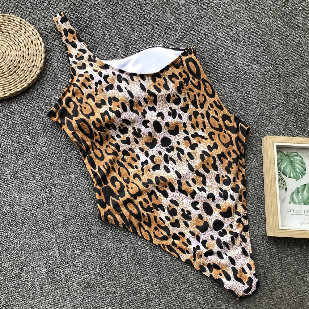 Женское боди с леопардовым принтом открытым плечом и вырезами|Боди| |