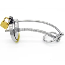 Stainless Steel 3 Ring Male Chastity Device with Urethral Catheter,Cock Cage,Penis Rings,Penis Lock,Fetish BDSM Sex Toys for Men stainless steel chastity device with silicone catheter pants for men chastity belt dual lock cock cage penis sleeve sex products