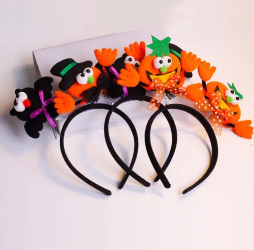 

alloween Party Dance Props Headdress Head Hoop Buckle Light Demon LED Flash Pumpkin Barrette Skully Hair Sticks High Quality