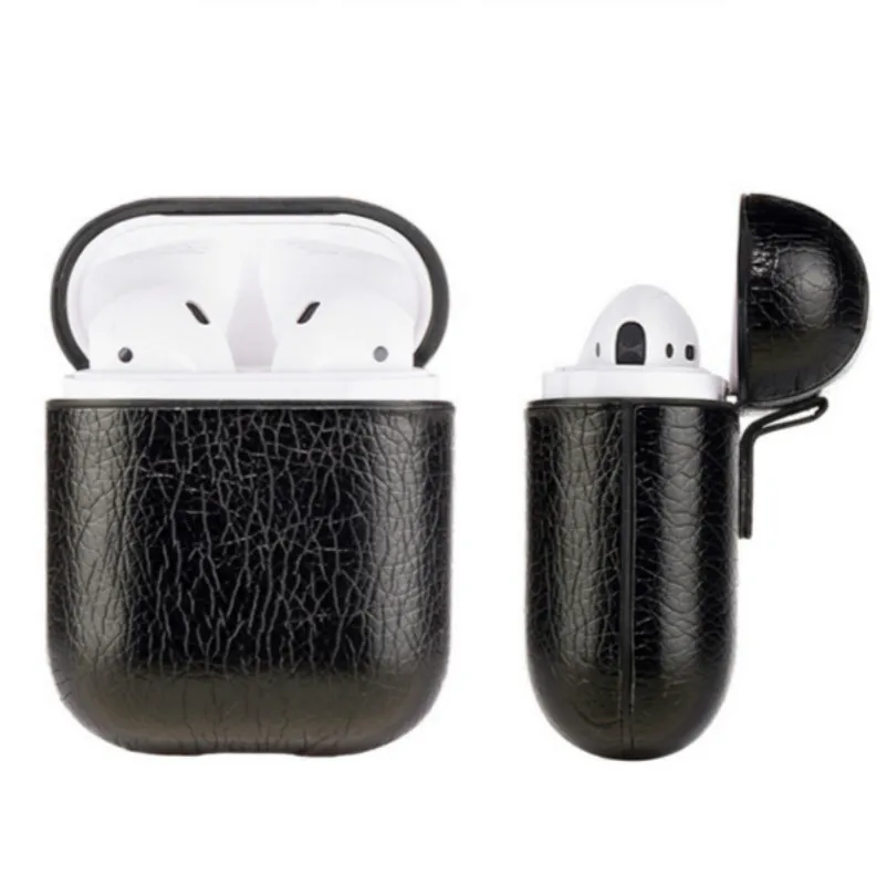 

Genuine Leather Hook Case For AirPods Vintage Matte For Apple Airpods Luxury Protective Storage Bag Black Brown Drop shipping