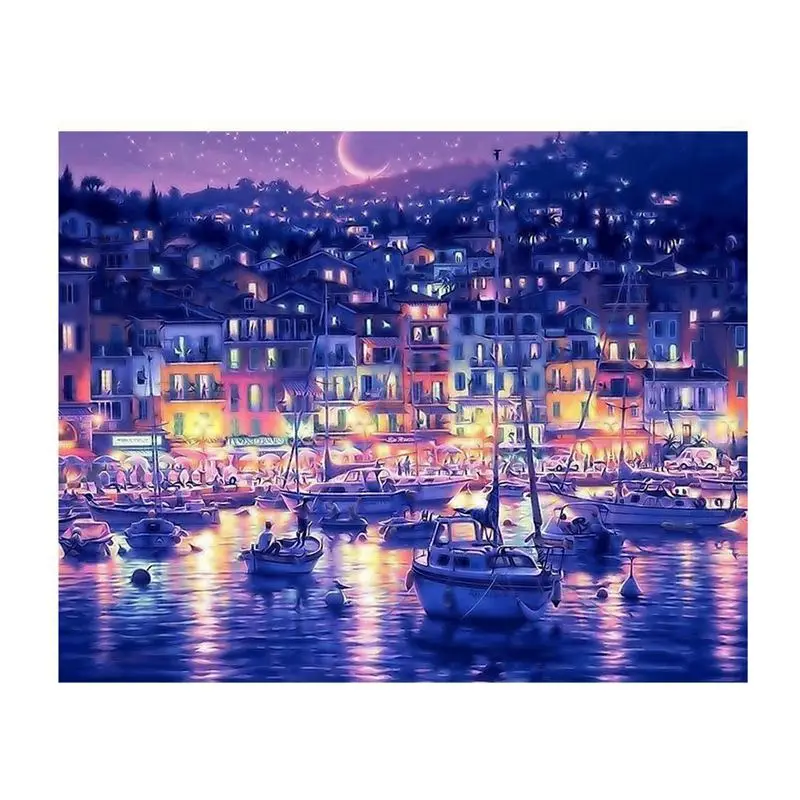 

DIY Oil Painting Paint by Numbers Drawing + Brushes Paint for Adults&Kids