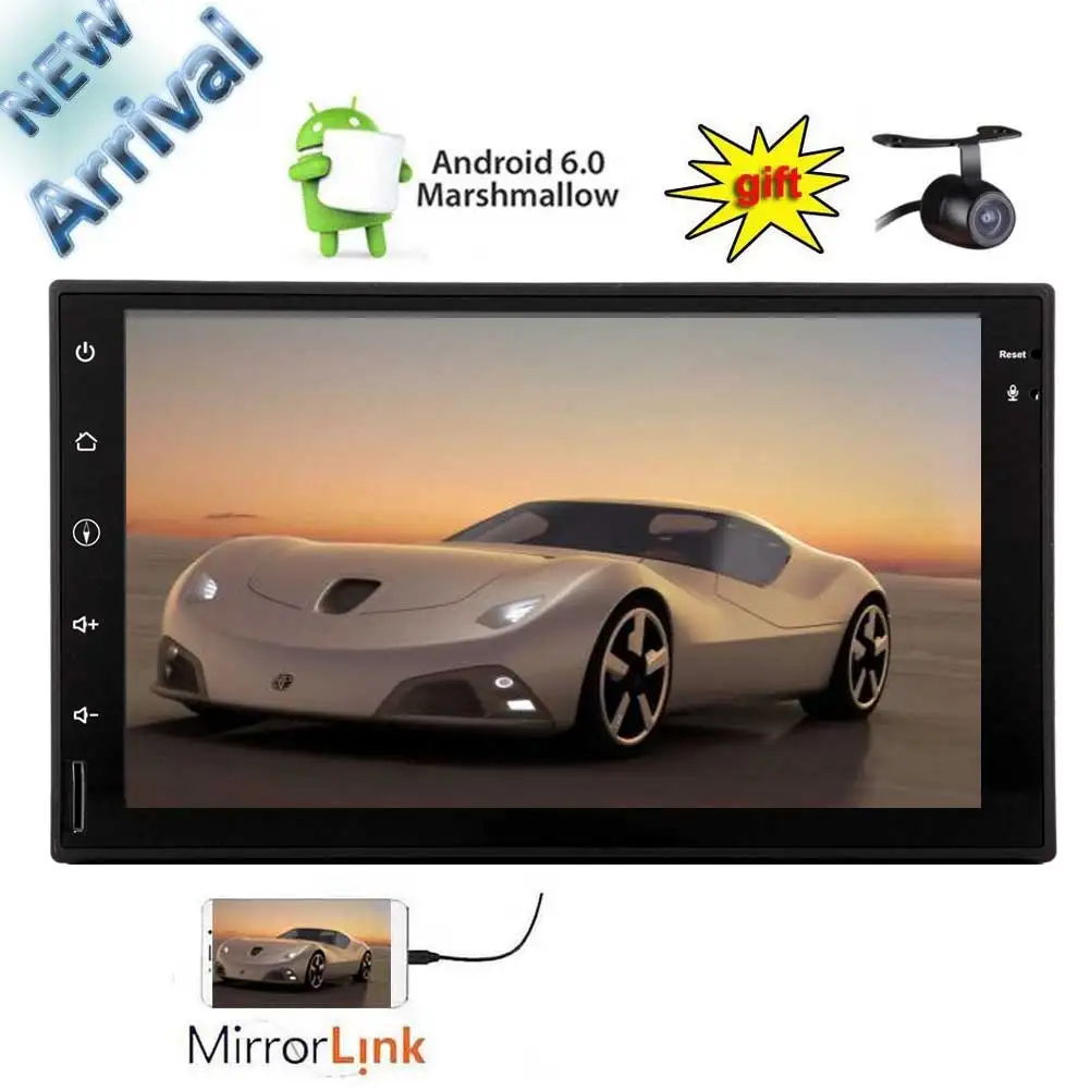 

Double 2 DIN Car Stereo Android 6.0 GPS Navi Touch Screen Car Radio Bluetooth Head Unit WiFi/FM/AM/RDS/AUX/USB + Free Camera