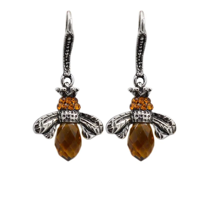 Bee Shape Earrings Sleek Minimalist Animal Crystal Stud | Украшения и аксессуары
