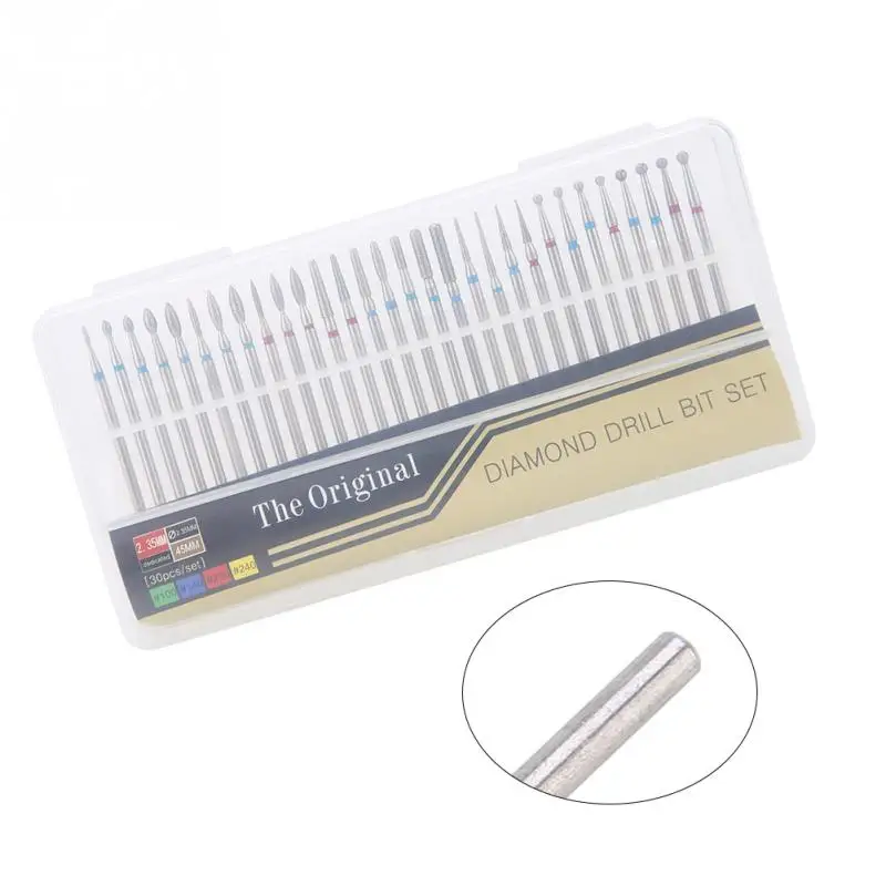 

30pcs/Set Diamond Nail Drill Bit Milling Cutter Cuticle Rotary Burr Clean Files Electric Machine Nail Art Manicure Tools