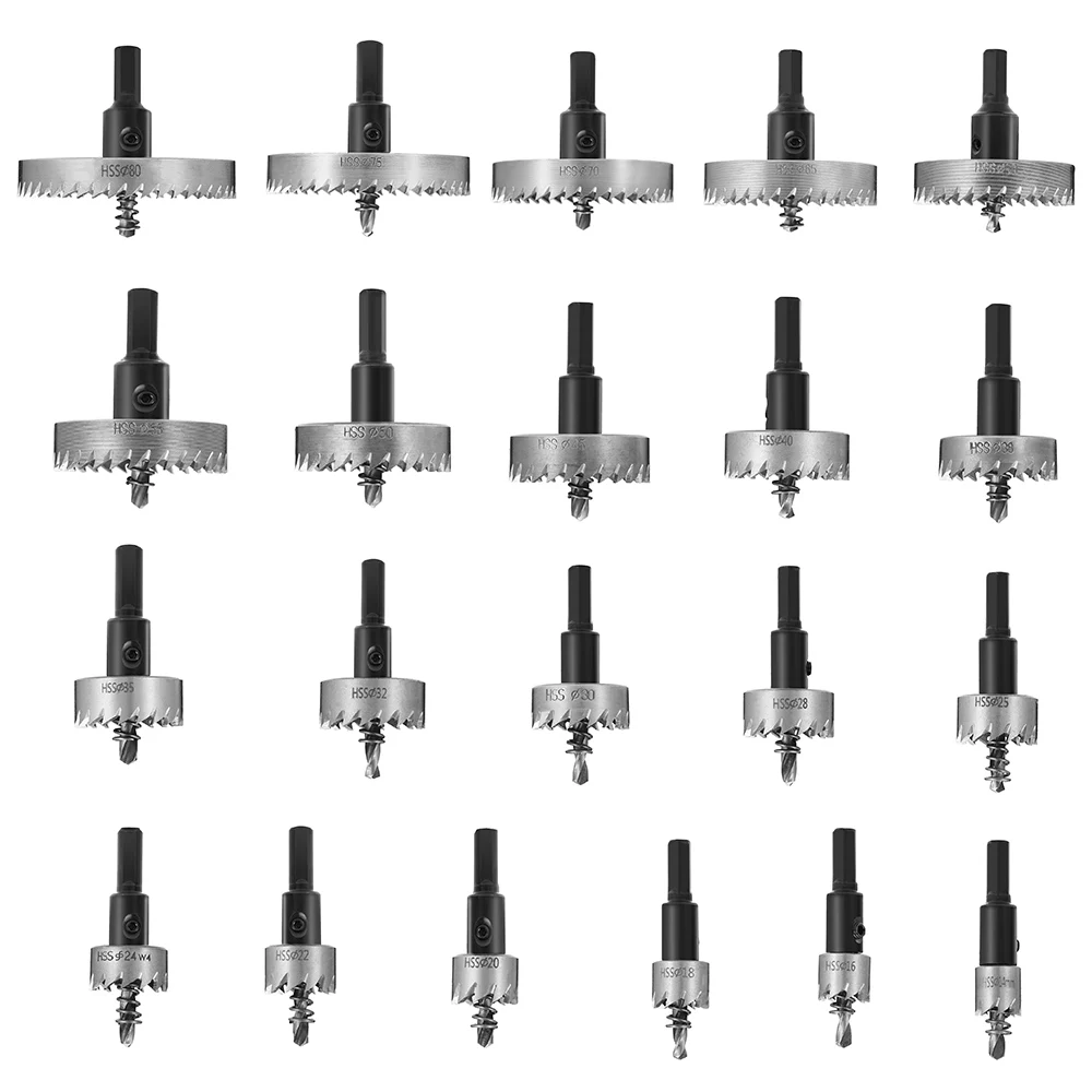 

HSS Drill Bit Set Hole Saw Cutter Drilling for Wood Stainless Steel Metal Alloy Cutting Power Tool Accessories with 5pcs Wrench