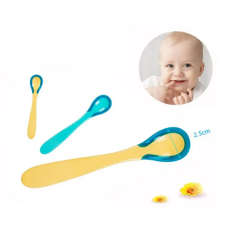 2Pcs Baby Feeding Spoons Change Color Temperature Sensing Spoons Baby Tableware Feeding Enlightenment Early Education Supplies