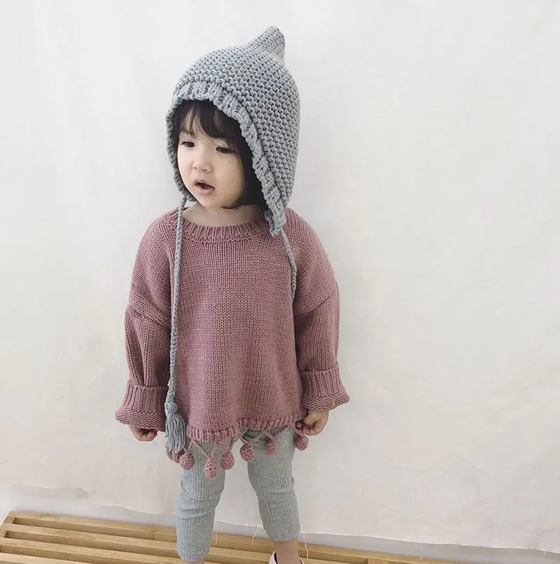 Knit Spring Autumn Baby Girls Sweaters Long Sleeve Kids Clothes Tops