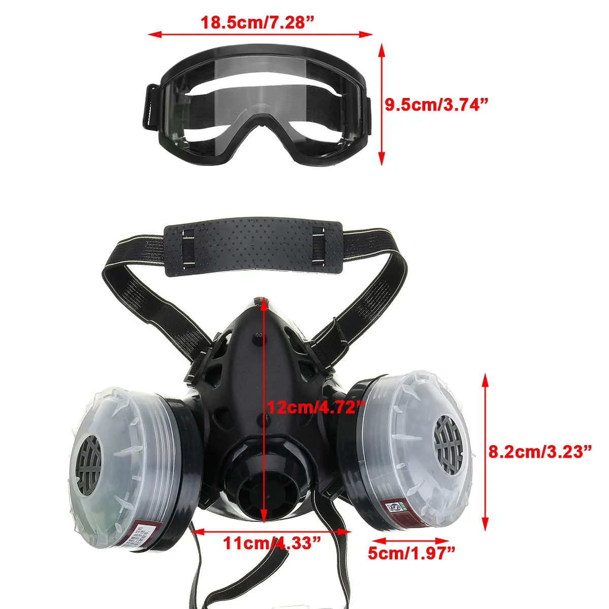 4 в 1 половина лица противогаз с анти-туман очки N95 маска от химической Пыли Фильтр дыхательные респираторы для окрашивания Спрей Сварки