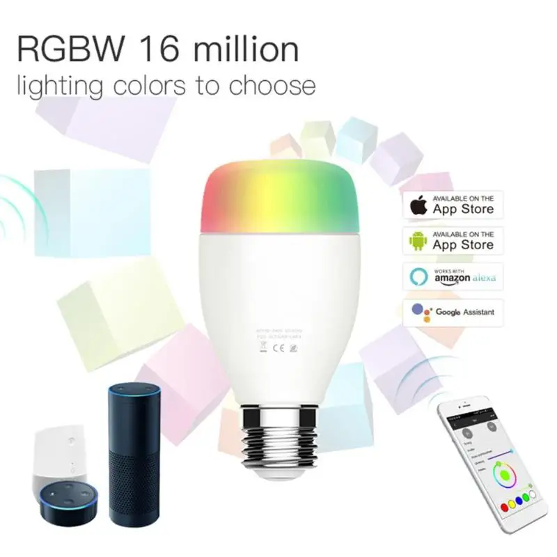 

2pcs WiFi Smart Light Bulb E27 LED Lamp Dimmable Multicolor Wake-Up Light No Hub Required Compatible with Alexa/Google Assistant