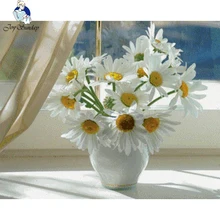 Радость воскресенье полный квадратный алмаз алмазная живопись 5D «сделай сам» фото на заказ "белые ромашки" 3D вышивка крестиком мозаичный Декор