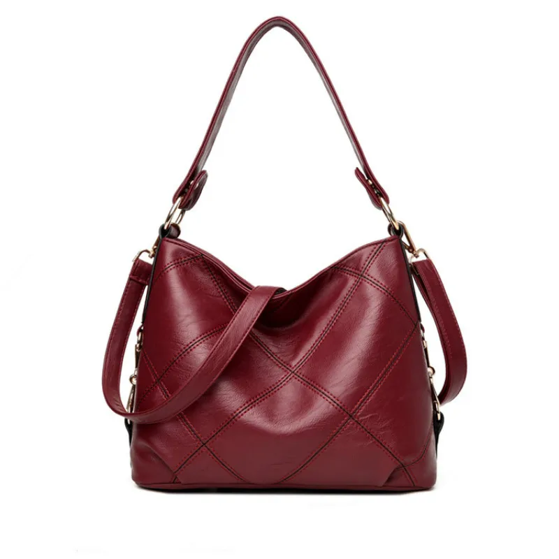 

High Quality PU Leather Women Shoulder Bag Fashion Patchwork Girls Handbags Famous Brand Lady Bucket Bags Casual Tote Purses