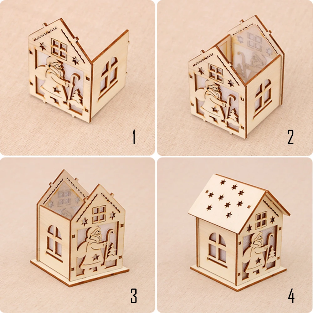 Новый DIY деревянный светодиодный светильник дом милый снеговик Санта Клаус Лось