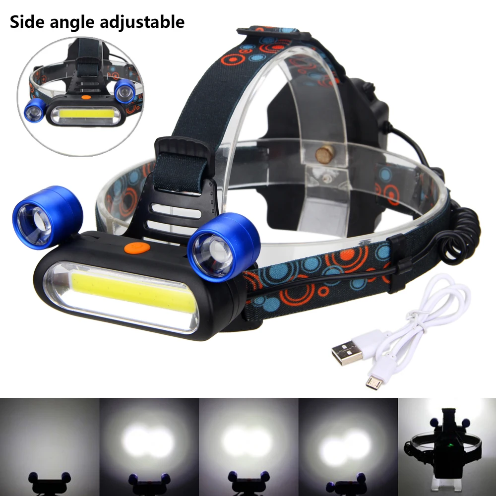 

VASTFIRE 8000 Lumen 3XCOB LED Headlamp Rechargeable COB Headlight 18650 Battery Head Torch Flashlight For Hunting Night Fishing