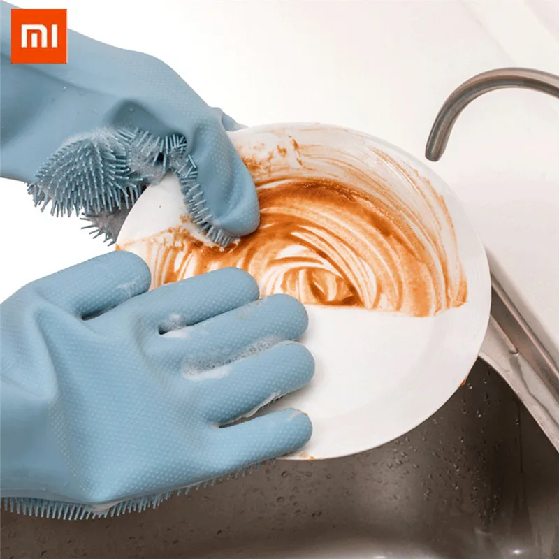 

XIAOMI JORDAN & JUDY 1 Pair Magic Silicone Cleaning Gloves Kitchen Glove Heat Insulation Dish washing Gloves Oven Mittens