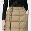 Long Winter Skirt Woman 2022 Ankle Length Thicken Warm Duck Down Skirt Buttons A Line High Waist Ladies Casual Skirts Plus Size ► Photo 2/5