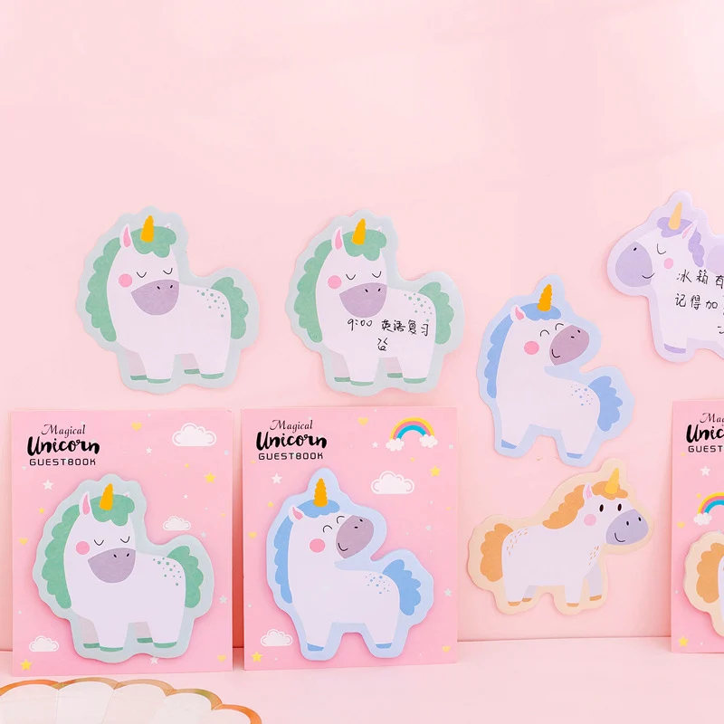 30 листов Kawaii Единорог блокноты для записей милые клейкие детей Подарки назад в