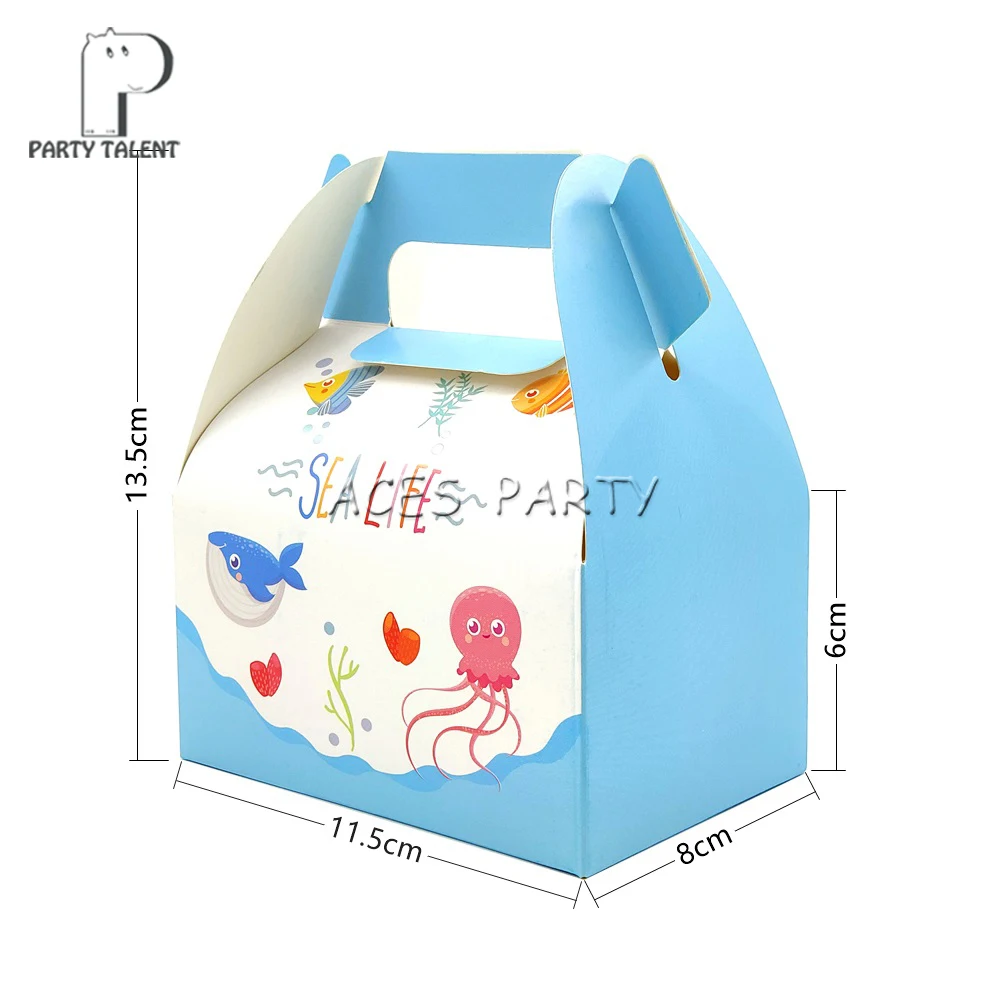 

8pcs/lot Candy Box Cake Box Gift Box for Kids Sea Life Sea World Marine Animal Theme Party Baby Shower Party Favor Supplies