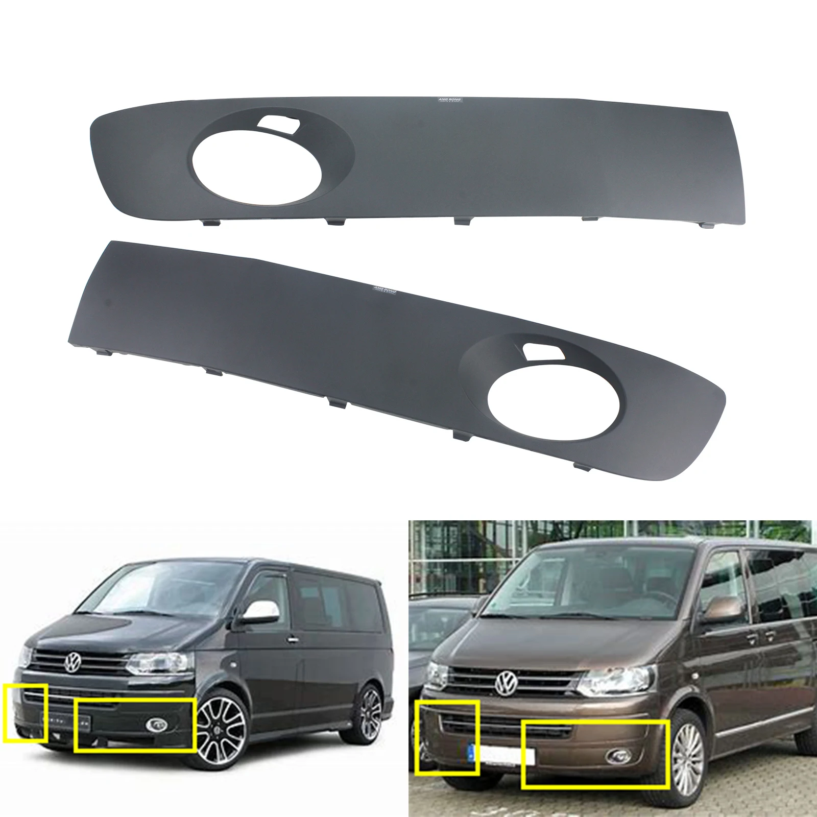 Para VW Transporter T5 Parachoques Delantero Parrilla-Luz De Niebla Parrilla//Derecho