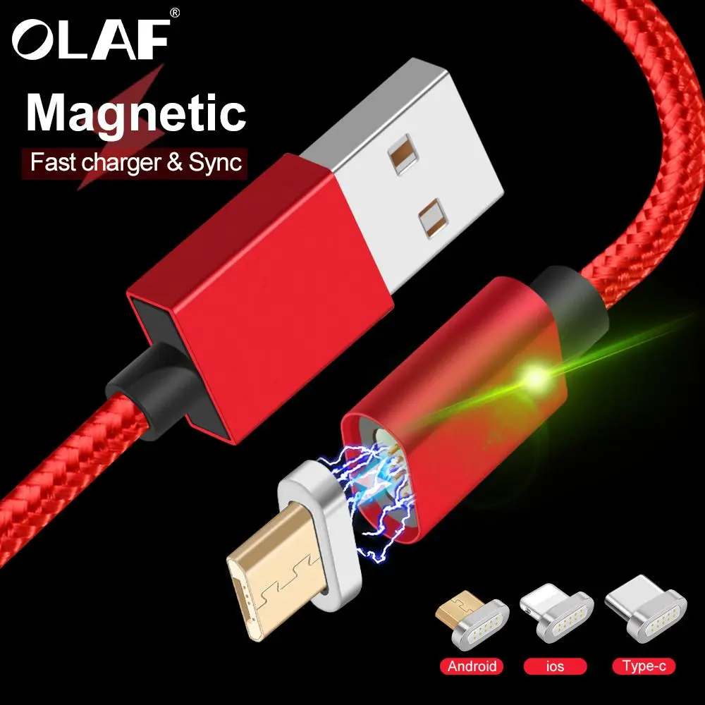 أولاف كابل USB مغناطيسي ل فون مايكرو شاحن يو اس بي المغناطيس بيانات شحن تهمة نوع C كابل ل شاحن هاتف محمول يعمل بنظام تشغيل أندرويد كابلات