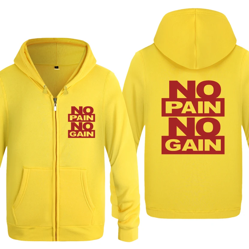 NO PAIN NO GAIN- MMA GYM Bodybuilding Beast Hoodies Men Men's Fleece Zipper Cardigans Hooded Sweatshirts